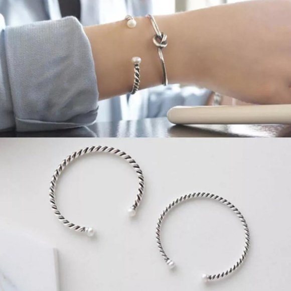 925 Sterling Silver Bracelet Stacking Bangle - Picture 1 of 5